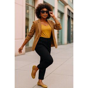 Avenue Size 9W Ruffled Top Design Mustard Yellow Ballet Flats